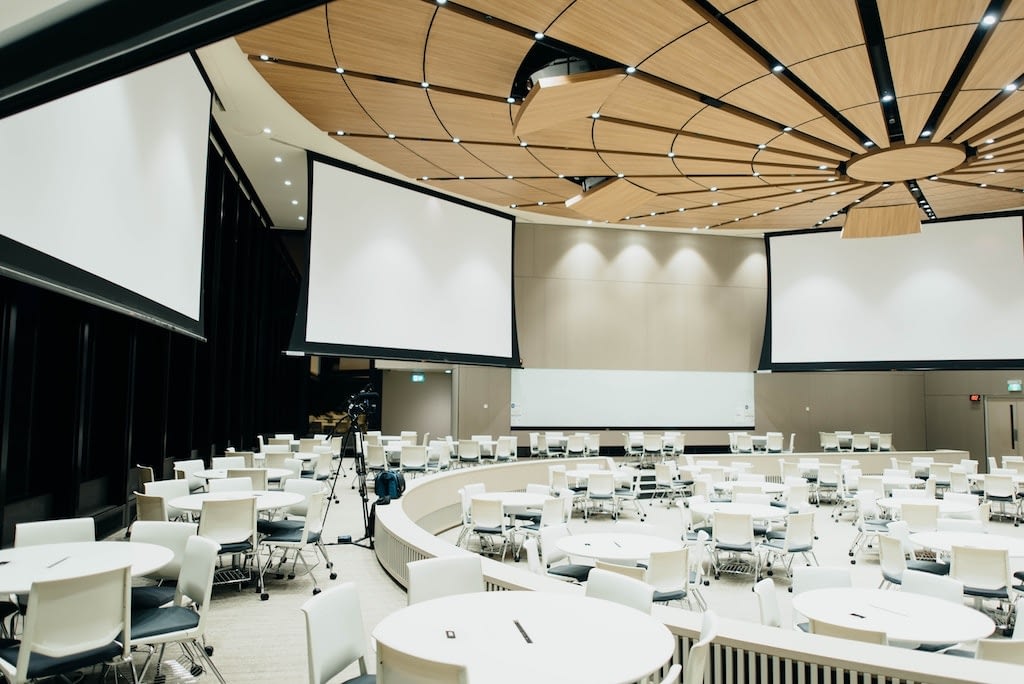 tables setup for a presentation